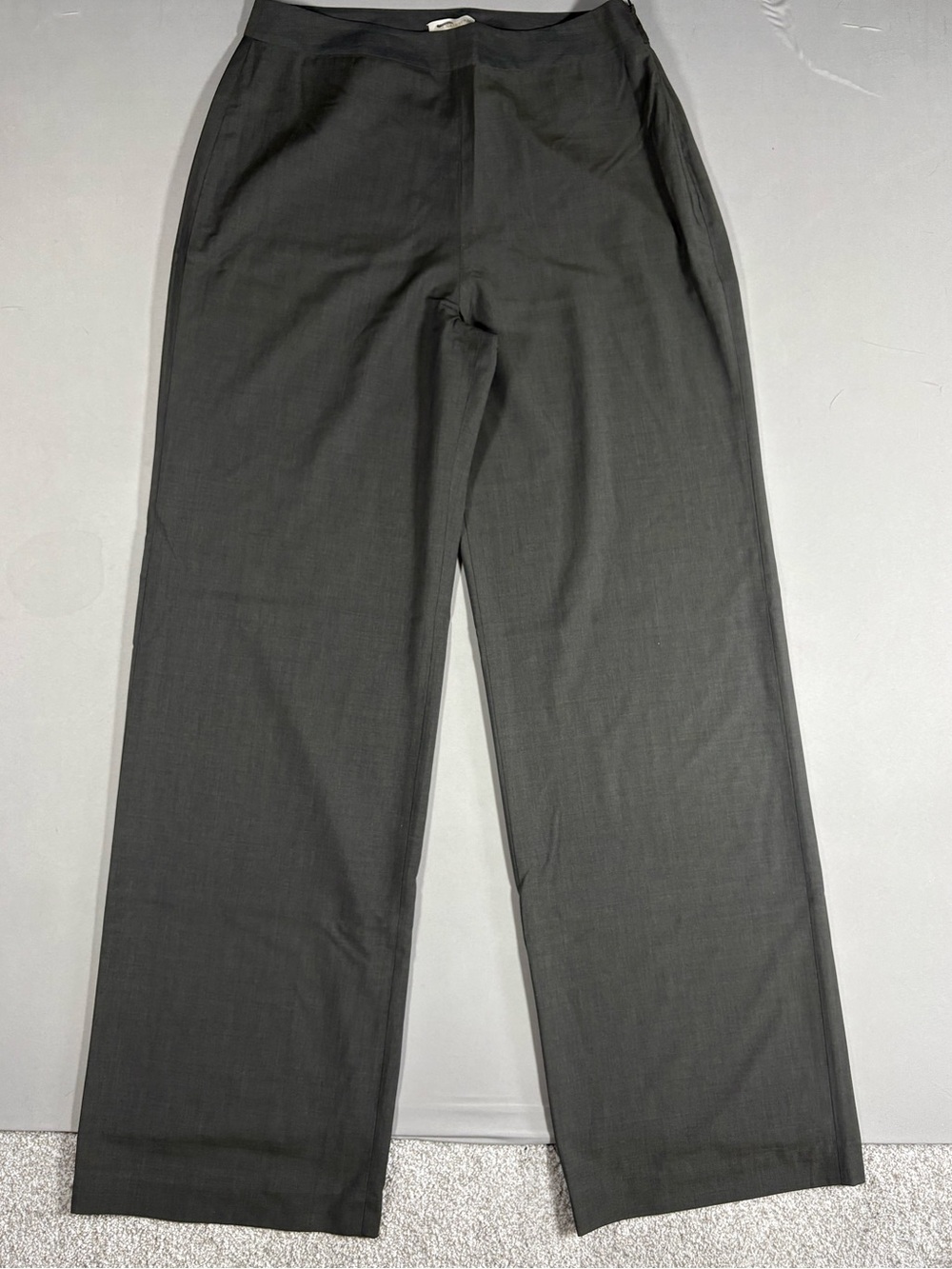 Ann Mashburn NWT Hutton Pant Wool Wide Leg Dark Olive Wash Size 10 Office Luxury
